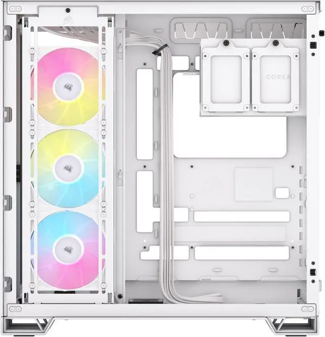 Alt view image 7 of 18 - CORSAIR iCUE LINK 6500X RGB Mid-Tower Dual Chamber PC Case – White – Two Tempered Glass Panels – 3x  RX120 RGB Fans Included