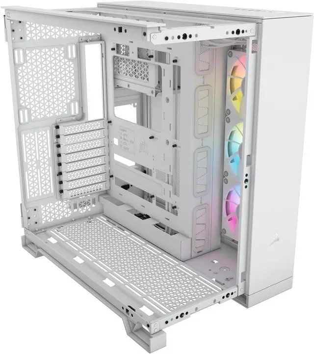 Alt view image 9 of 18 - CORSAIR iCUE LINK 6500X RGB Mid-Tower Dual Chamber PC Case – White – Two Tempered Glass Panels – 3x  RX120 RGB Fans Included