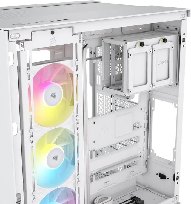 Alt view image 3 of 18 - CORSAIR iCUE LINK 6500X RGB Mid-Tower Dual Chamber PC Case – White – Two Tempered Glass Panels – 3x  RX120 RGB Fans Included