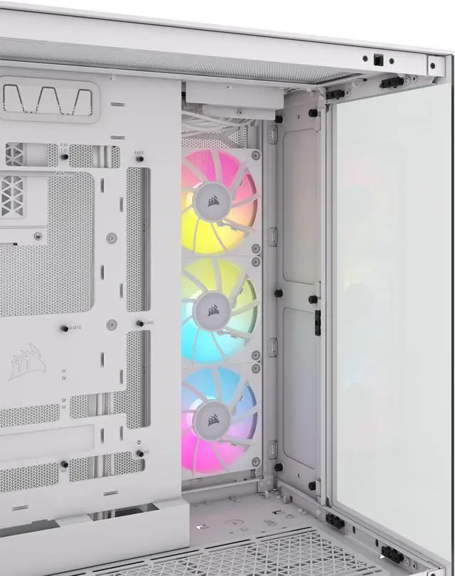 Alt view image 5 of 18 - CORSAIR iCUE LINK 6500X RGB Mid-Tower Dual Chamber PC Case – White – Two Tempered Glass Panels – 3x  RX120 RGB Fans Included