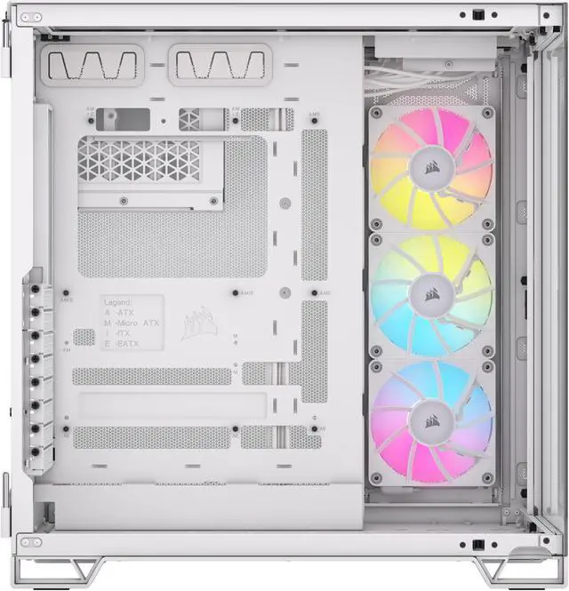 Alt view image 8 of 18 - CORSAIR iCUE LINK 6500X RGB Mid-Tower Dual Chamber PC Case – White – Two Tempered Glass Panels – 3x  RX120 RGB Fans Included