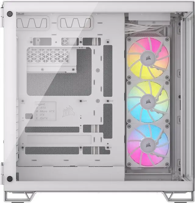 Alt view image 2 of 18 - CORSAIR iCUE LINK 6500X RGB Mid-Tower Dual Chamber PC Case – White – Two Tempered Glass Panels – 3x  RX120 RGB Fans Included