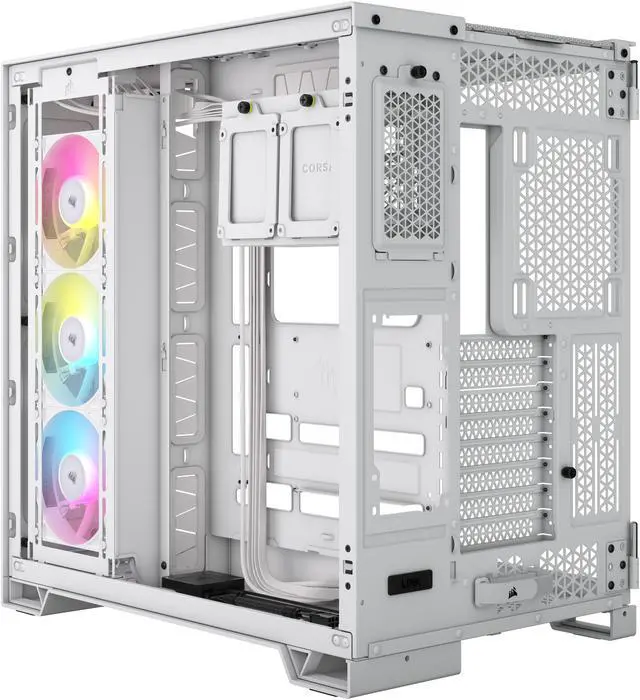 Alt view image 4 of 18 - CORSAIR iCUE LINK 6500X RGB Mid-Tower Dual Chamber PC Case – White – Two Tempered Glass Panels – 3x  RX120 RGB Fans Included