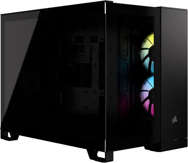 Alt view image 2 of 20 - CORSAIR iCUE LINK 2500X RGB Micro ATX Dual Chamber PC Case – Two Tempered Glass Panels – 2x RX120 RGB  Fans Included – Highly Customizable