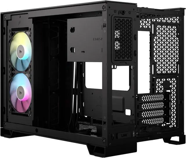 Alt view image 6 of 20 - CORSAIR iCUE LINK 2500X RGB Micro ATX Dual Chamber PC Case – Two Tempered Glass Panels – 2x RX120 RGB  Fans Included – Highly Customizable