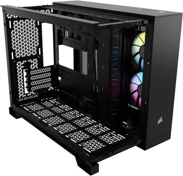 Alt view image 8 of 20 - CORSAIR iCUE LINK 2500X RGB Micro ATX Dual Chamber PC Case – Two Tempered Glass Panels – 2x RX120 RGB  Fans Included – Highly Customizable