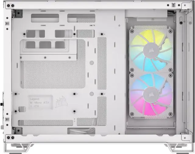 Alt view image 2 of 19 - CORSAIR iCUE LINK 2500X RGB Micro ATX Dual Chamber PC Case – White – Two Tempered Glass Panels – 2x  RX120 RGB Fans Included – Highly Customizable