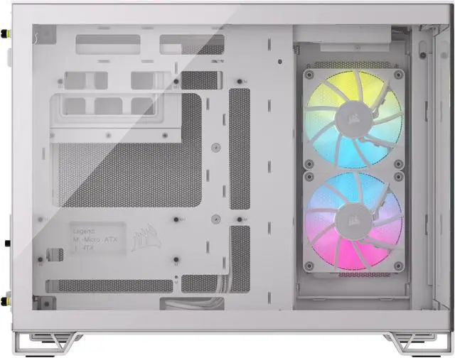 Alt view image 3 of 19 - CORSAIR iCUE LINK 2500X RGB Micro ATX Dual Chamber PC Case – White – Two Tempered Glass Panels – 2x  RX120 RGB Fans Included – Highly Customizable