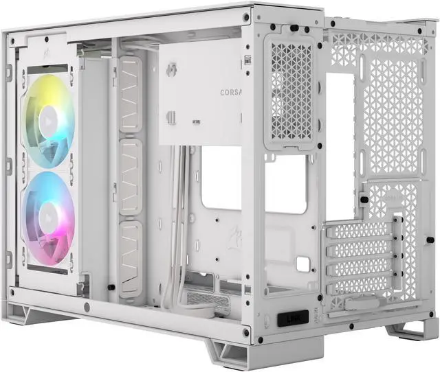 Alt view image 5 of 19 - CORSAIR iCUE LINK 2500X RGB Micro ATX Dual Chamber PC Case – White – Two Tempered Glass Panels – 2x  RX120 RGB Fans Included – Highly Customizable