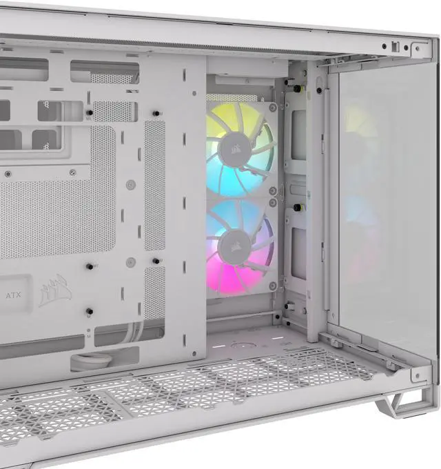 Alt view image 6 of 19 - CORSAIR iCUE LINK 2500X RGB Micro ATX Dual Chamber PC Case – White – Two Tempered Glass Panels – 2x  RX120 RGB Fans Included – Highly Customizable