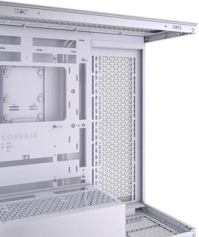 Alt view image 8 of 20 - CORSAIR 3500X Tempered Glass Mid-Tower PC Case, White – No Fans Included - Reverse Connection Motherboard Compatible – Fits up to 10x 120mm Fans – Up to 2x 360mm Radiators