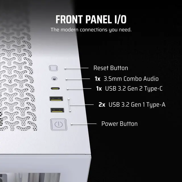 Alt view image 5 of 20 - CORSAIR 3500X Tempered Glass Mid-Tower PC Case, White – No Fans Included - Reverse Connection Motherboard Compatible – Fits up to 10x 120mm Fans – Up to 2x 360mm Radiators
