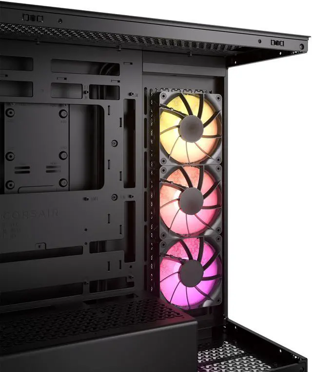 Alt view image 11 of 17 - CORSAIR 3500X ARGB Tempered Glass Mid-Tower PC Case, Black – 3x Pre-Installed RS120 ARGB Fans – Reverse Connection Motherboard Compatible – Fits up to 10x 120mm Fans