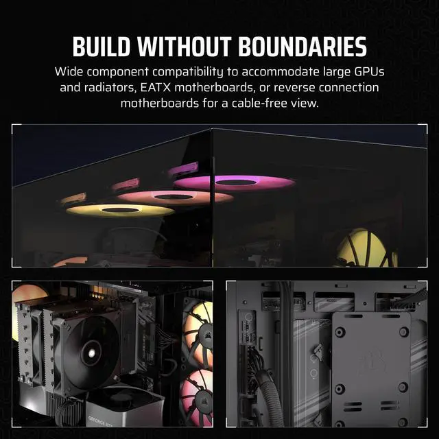 Alt view image 8 of 17 - CORSAIR 3500X ARGB Tempered Glass Mid-Tower PC Case, Black – 3x Pre-Installed RS120 ARGB Fans – Reverse Connection Motherboard Compatible – Fits up to 10x 120mm Fans
