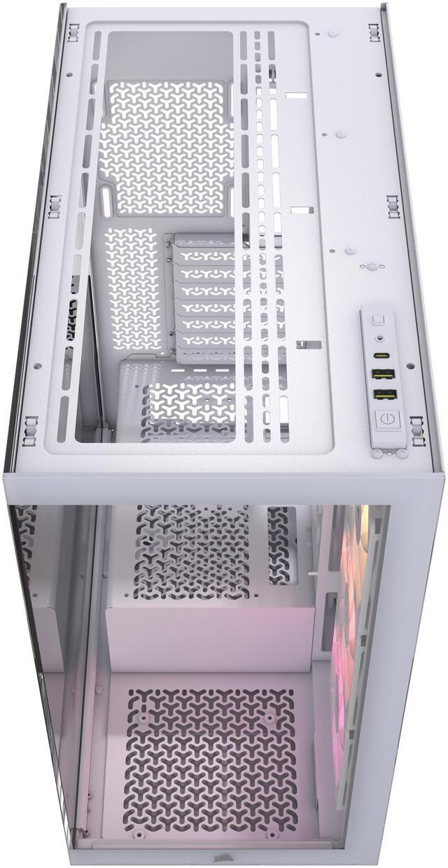 Alt view image 10 of 19 - CORSAIR 3500X ARGB Tempered Glass Mid-Tower PC Case, White – 3x Pre-Installed RS120 ARGB Fans – Reverse Connection Motherboard Compatible – Fits up to 10x 120mm Fans