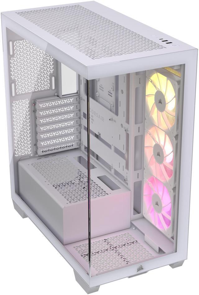 Alt view image 12 of 19 - CORSAIR 3500X ARGB Tempered Glass Mid-Tower PC Case, White – 3x Pre-Installed RS120 ARGB Fans – Reverse Connection Motherboard Compatible – Fits up to 10x 120mm Fans