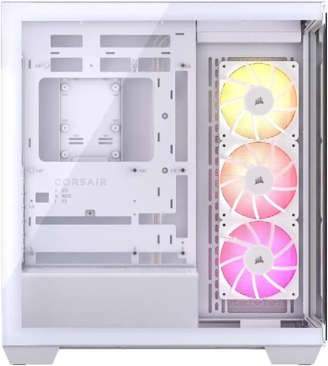 Alt view image 13 of 19 - CORSAIR 3500X ARGB Tempered Glass Mid-Tower PC Case, White – 3x Pre-Installed RS120 ARGB Fans – Reverse Connection Motherboard Compatible – Fits up to 10x 120mm Fans