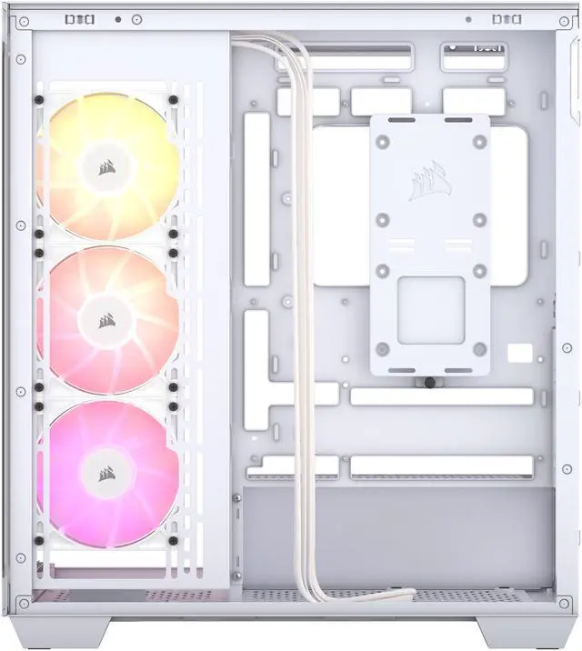 Alt view image 14 of 19 - CORSAIR 3500X ARGB Tempered Glass Mid-Tower PC Case, White – 3x Pre-Installed RS120 ARGB Fans – Reverse Connection Motherboard Compatible – Fits up to 10x 120mm Fans