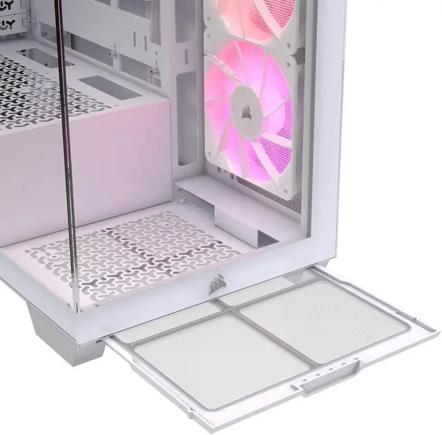 Alt view image 17 of 19 - CORSAIR 3500X ARGB Tempered Glass Mid-Tower PC Case, White – 3x Pre-Installed RS120 ARGB Fans – Reverse Connection Motherboard Compatible – Fits up to 10x 120mm Fans
