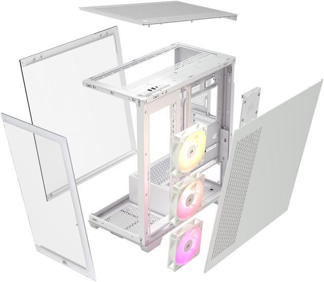Alt view image 18 of 19 - CORSAIR 3500X ARGB Tempered Glass Mid-Tower PC Case, White – 3x Pre-Installed RS120 ARGB Fans – Reverse Connection Motherboard Compatible – Fits up to 10x 120mm Fans