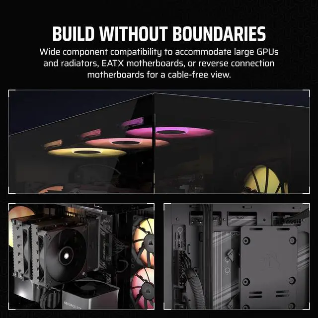 Alt view image 5 of 8 - CORSAIR iCUE LINK 3500X RGB Tempered Glass Mid-Tower PC Case – 3x Pre-Installed RX120 RGB Fans – Reverse Connection Motherboard Compatible – Fits up to 10x 120mm Fans