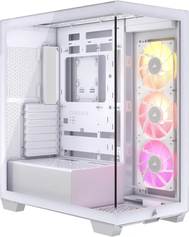 Main image of CORSAIR iCUE LINK 3500X RGB Tempered Glass Mid-Tower PC Case, White – 3x Pre-Installed RX120 RGB Fans – Reverse Connection Motherboard Compatible – Fits up to 10x 120mm Fans