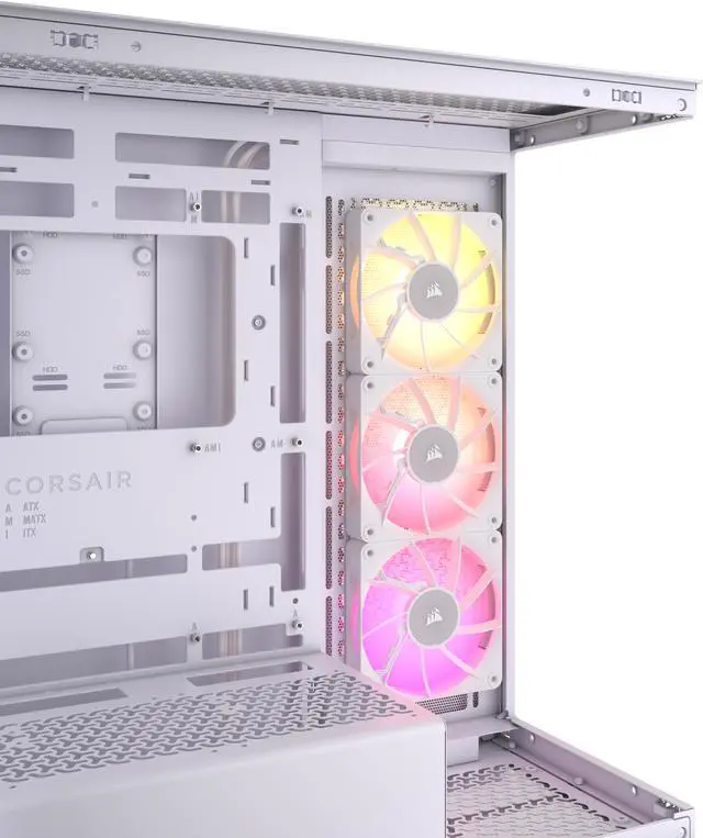 Alt view image 4 of 16 - CORSAIR iCUE LINK 3500X RGB Tempered Glass Mid-Tower PC Case, White – 3x Pre-Installed RX120 RGB Fans – Reverse Connection Motherboard Compatible – Fits up to 10x 120mm Fans