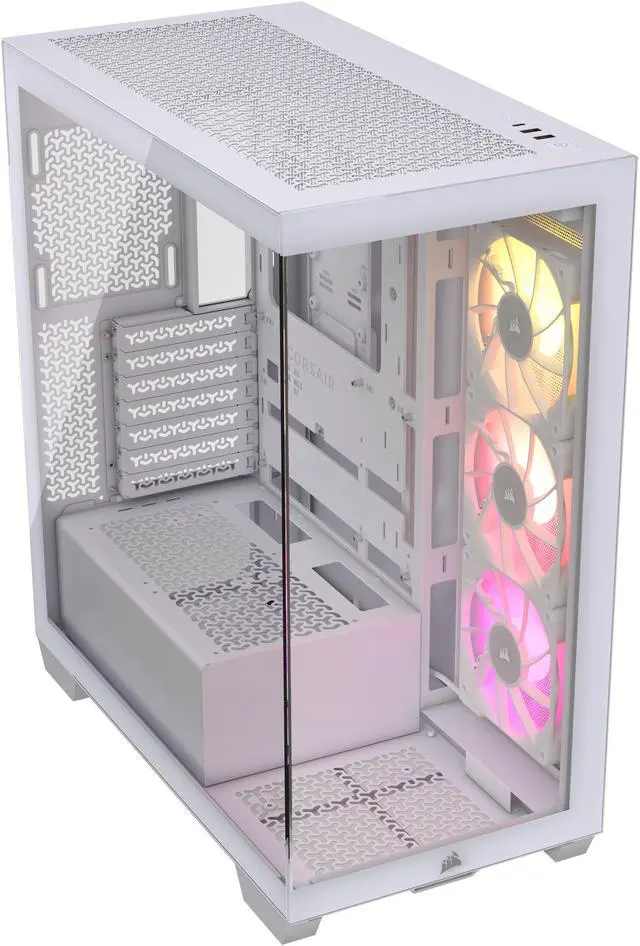 Alt view image 5 of 16 - CORSAIR iCUE LINK 3500X RGB Tempered Glass Mid-Tower PC Case, White – 3x Pre-Installed RX120 RGB Fans – Reverse Connection Motherboard Compatible – Fits up to 10x 120mm Fans