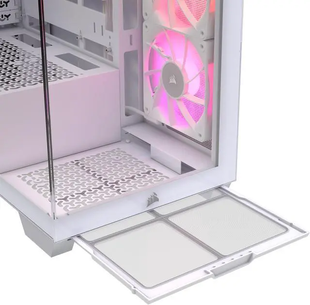 Alt view image 12 of 16 - CORSAIR iCUE LINK 3500X RGB Tempered Glass Mid-Tower PC Case, White – 3x Pre-Installed RX120 RGB Fans – Reverse Connection Motherboard Compatible – Fits up to 10x 120mm Fans