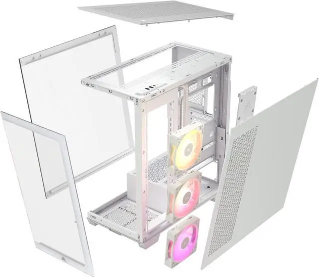 Alt view image 13 of 16 - CORSAIR iCUE LINK 3500X RGB Tempered Glass Mid-Tower PC Case, White – 3x Pre-Installed RX120 RGB Fans – Reverse Connection Motherboard Compatible – Fits up to 10x 120mm Fans