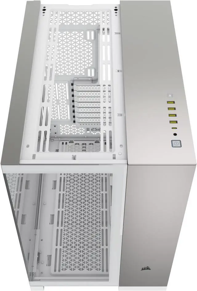 Alt view image 2 of 8 - CORSAIR 6500X Mid-Tower Dual Chamber PC Case, White/Satin Gray Aluminum, CC-9011285-WW
