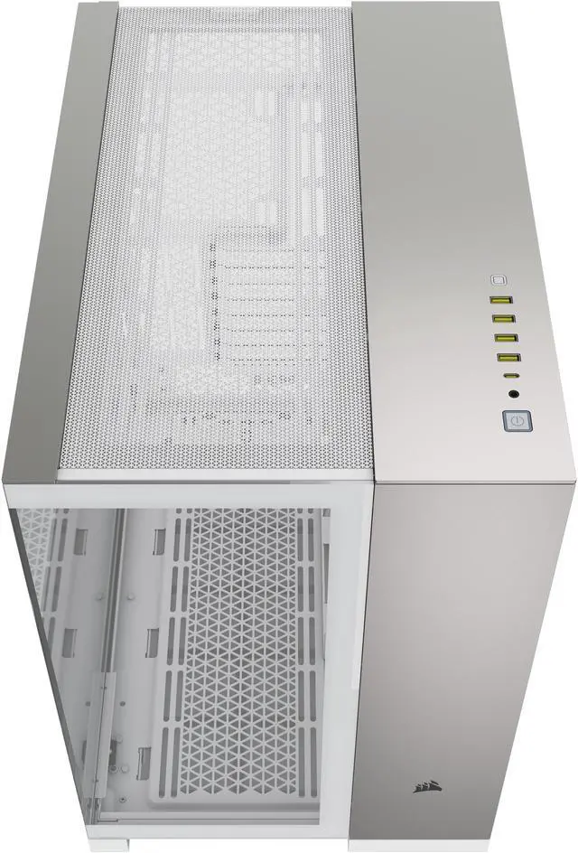 Alt view image 3 of 8 - CORSAIR 6500X Mid-Tower Dual Chamber PC Case, White/Satin Gray Aluminum, CC-9011285-WW