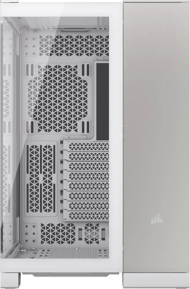 Alt view image 6 of 8 - CORSAIR 6500X Mid-Tower Dual Chamber PC Case, White/Satin Gray Aluminum, CC-9011285-WW