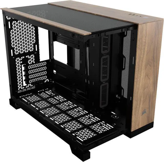 Alt view image 4 of 11 - CORSAIR 2500X Micro ATX Dual Chamber PC Case, Black/Walnut, CC-9011286-WW