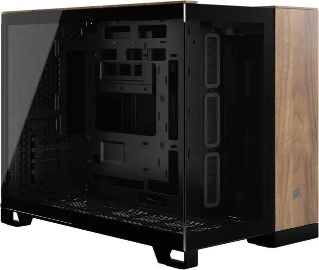Alt view image 2 of 11 - CORSAIR 2500X Micro ATX Dual Chamber PC Case, Black/Walnut, CC-9011286-WW