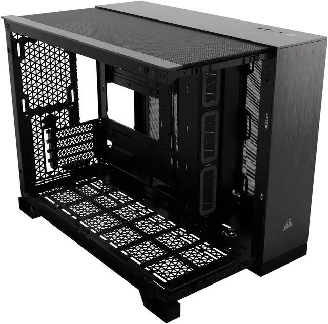 Alt view image 3 of 11 - CORSAIR 2500X Micro ATX Dual Chamber PC Case, Black/Obsidian Aluminum, CC-9011287-WW