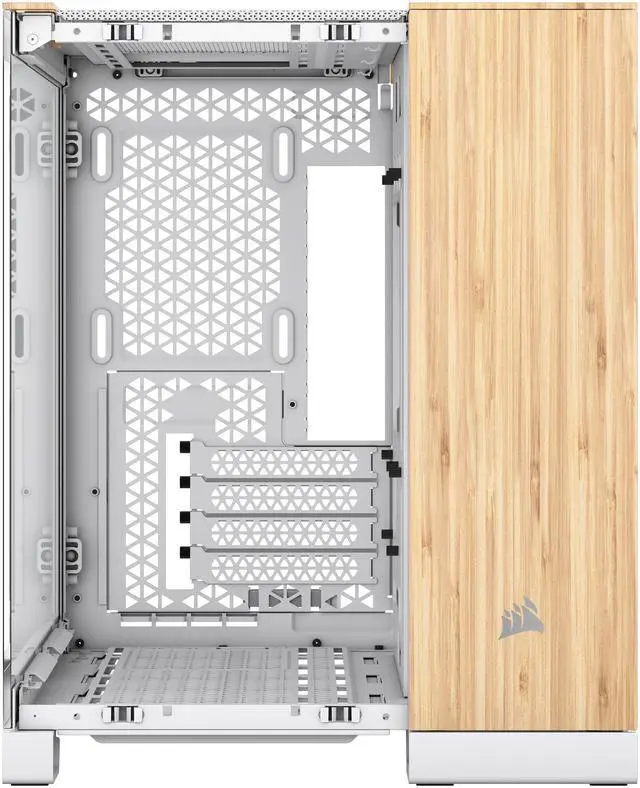 Alt view image 7 of 9 - CORSAIR 2500X Micro ATX Dual Chamber PC Case, White/Bamboo, CC-9011288-WW