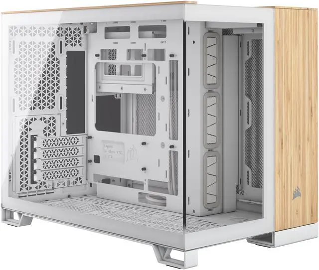 Alt view image 2 of 9 - CORSAIR 2500X Micro ATX Dual Chamber PC Case, White/Bamboo, CC-9011288-WW