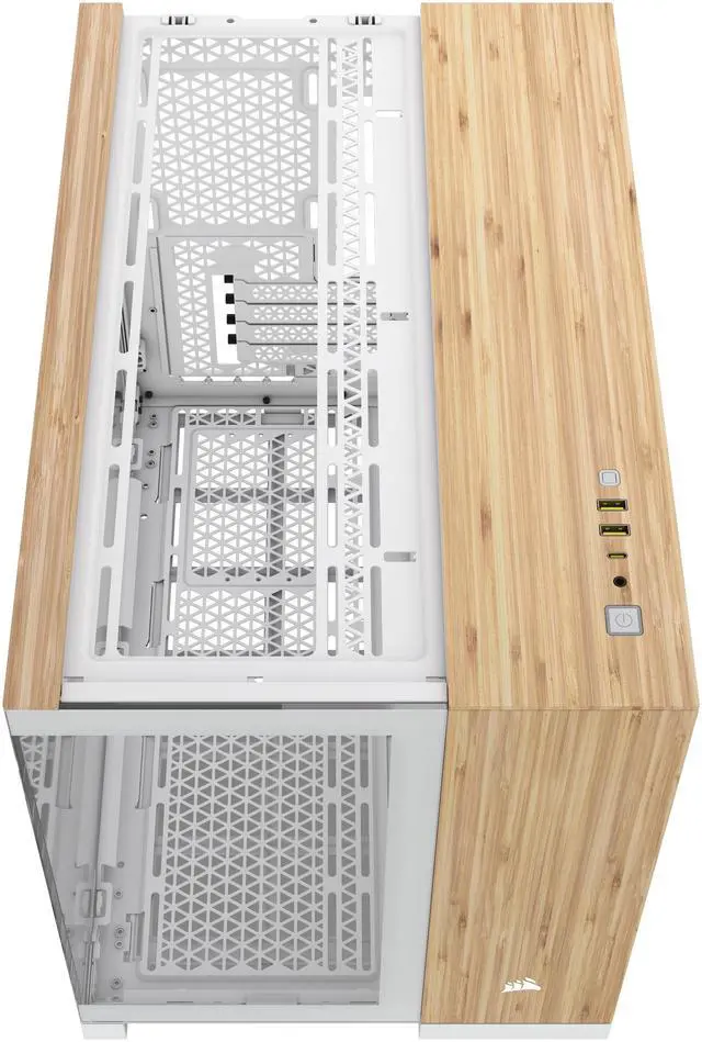 Alt view image 9 of 9 - CORSAIR 2500X Micro ATX Dual Chamber PC Case, White/Bamboo, CC-9011288-WW