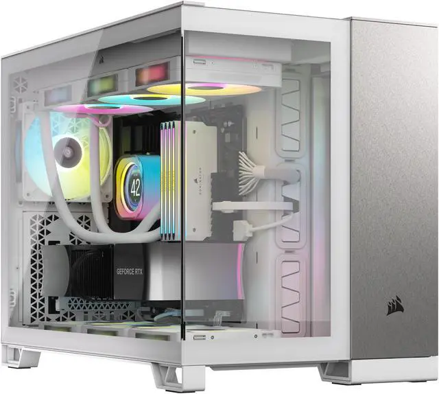 Main image of CORSAIR 2500X Micro ATX Dual Chamber PC Case, White/Satin Gray Aluminum, CC-9011289-WW