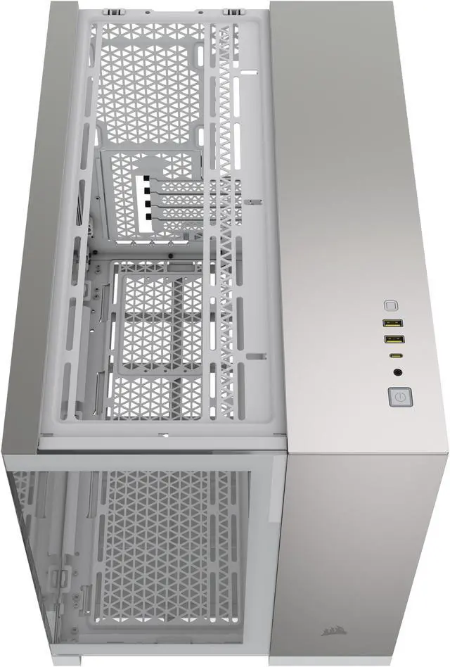 Alt view image 5 of 13 - CORSAIR 2500X Micro ATX Dual Chamber PC Case, White/Satin Gray Aluminum, CC-9011289-WW