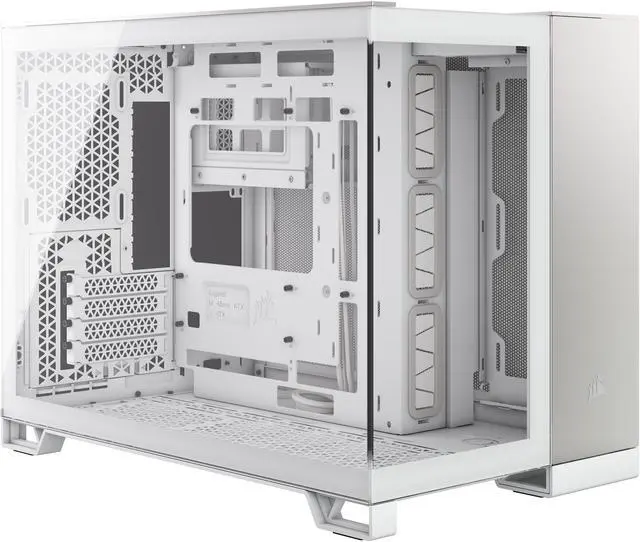 Alt view image 3 of 13 - CORSAIR 2500X Micro ATX Dual Chamber PC Case, White/Satin Gray Aluminum, CC-9011289-WW