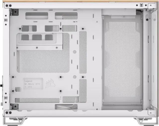 Alt view image 13 of 13 - CORSAIR 2500X Micro ATX Dual Chamber PC Case, White/Satin Gray Aluminum, CC-9011289-WW