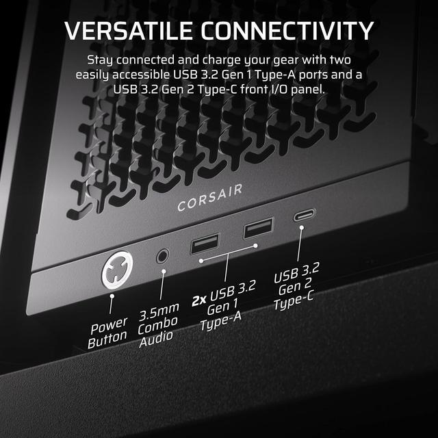 Alt view image 9 of 10 - Corsair Frame 4000D Black Steel / Tempered Glass ATX Mid Tower Computer Case