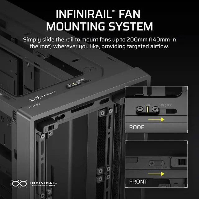 Alt view image 7 of 10 - Corsair Frame 4000D Black Steel / Tempered Glass ATX Mid Tower Computer Case