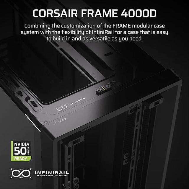 Alt view image 3 of 10 - Corsair Frame 4000D Black Steel / Tempered Glass ATX Mid Tower Computer Case