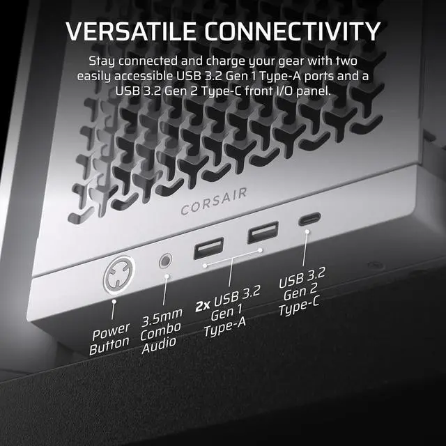 Alt view image 9 of 10 - Corsair Frame 4000D White Steel / Tempered Glass ATX Mid Tower Computer Case