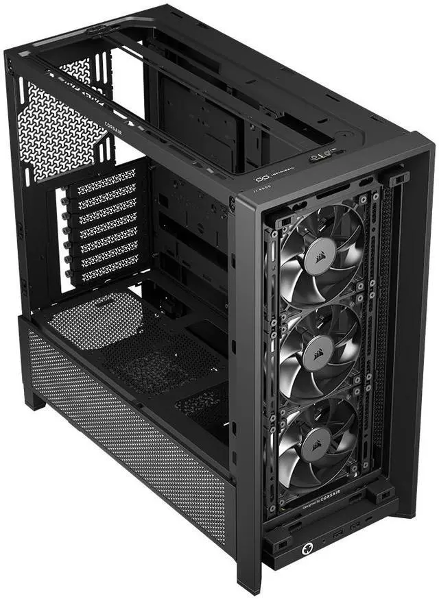 Alt view image 14 of 13 - Corsair FRAME 4000D RS Black Steel / Tempered Glass ATX Mid Tower Computer Case- 3X CORSAIR RS Fans