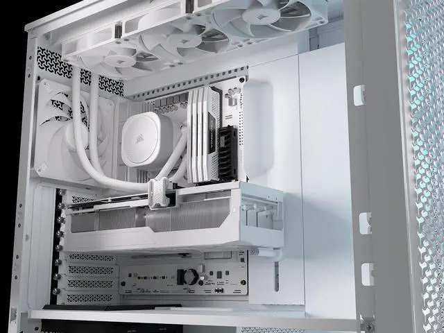 Alt view image 11 of 12 - CORSAIR FRAME 5000D RS ARGB Modular High Airflow Mid-Tower PC Case, White – Fully Customizable Design –  InfiniRail™ Fan Mounting System – Fits Multiple 360mm Radiators or a 420mm Radiator – Reverse Motherboard  Connector Compatible
