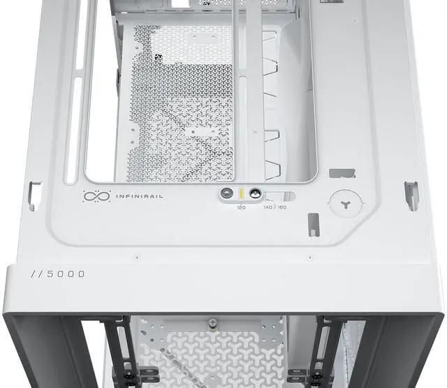 Alt view image 4 of 18 - CORSAIR FRAME 5000D RS Modular High Airflow Mid-Tower PC Case, White – Fully Customizable Design – InfiniRail™ Fan Mounting System – Fits Multiple 360mm Radiators or a 420mm Radiator – Reverse Motherboard Connector Compatible